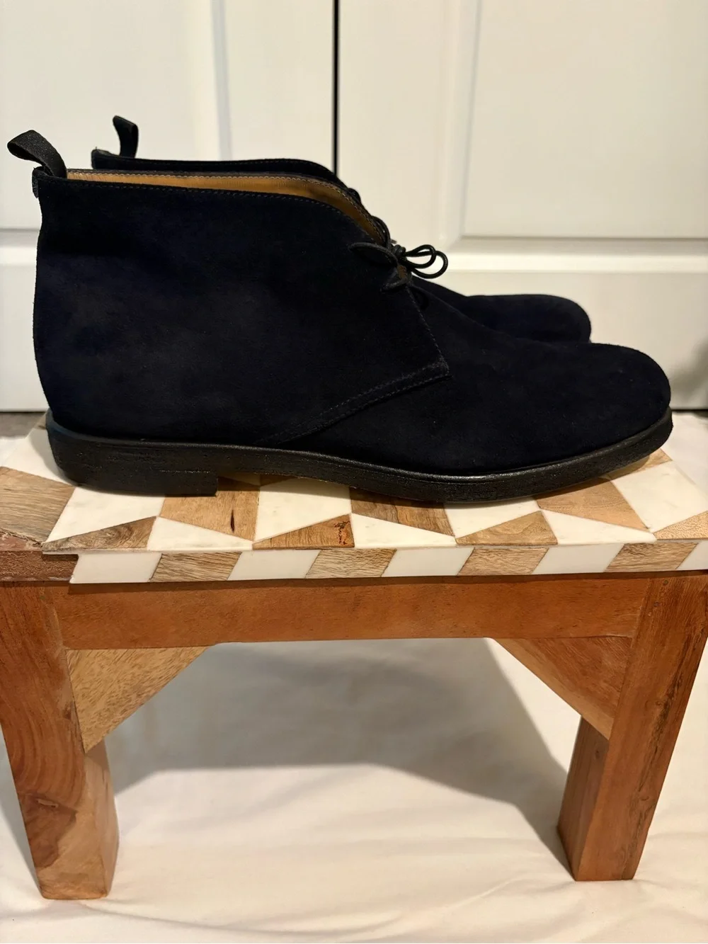 Giorgio Armani Navy Suede Chukka Boots